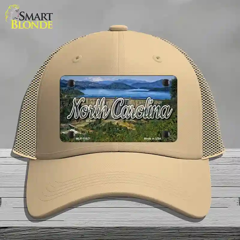 HAT15-MLP-11621 North Carolina Dam State Novelty License Plate Hat, Mesh - Khaki