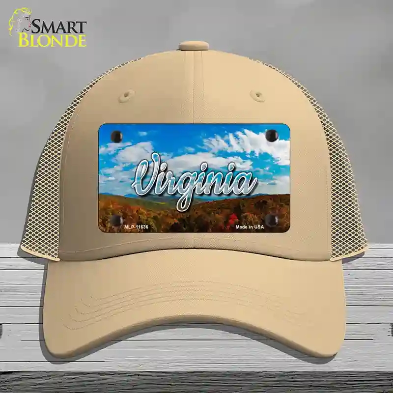 HAT15-MLP-11636 Virginia Mountain Range State Novelty License Plate Hat, Mesh - Khaki