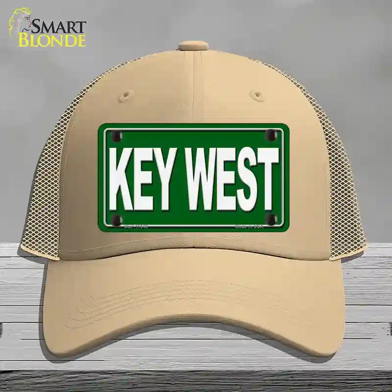 HAT15-MLP-11648 Key West Novelty License Plate Hat, Mesh - Khaki