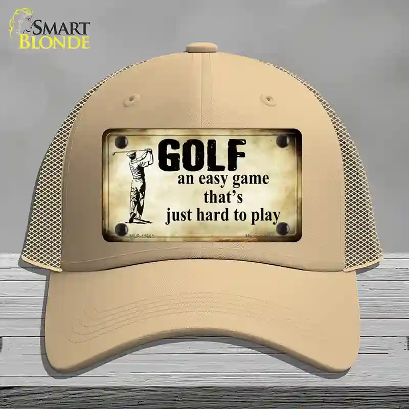 HAT15-MLP-11681 Golf An Easy Game Novelty License Plate Hat, Mesh - Khaki