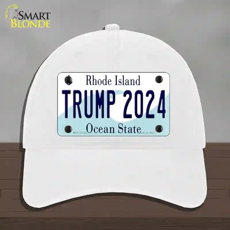 HAT14-MLP-12252 Trump 2024 Rhode Island Novelty License Plate Hat, Unconstructed Cotton - White