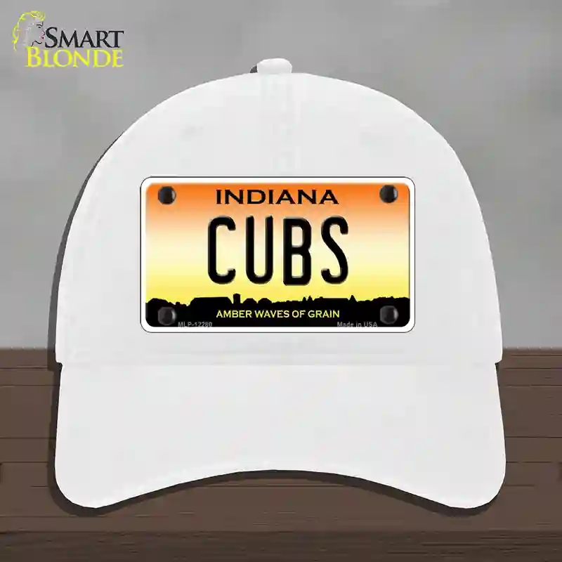HAT14-MLP-12280 Cubs Indiana Novelty License Plate Hat, Unconstructed Cotton - White