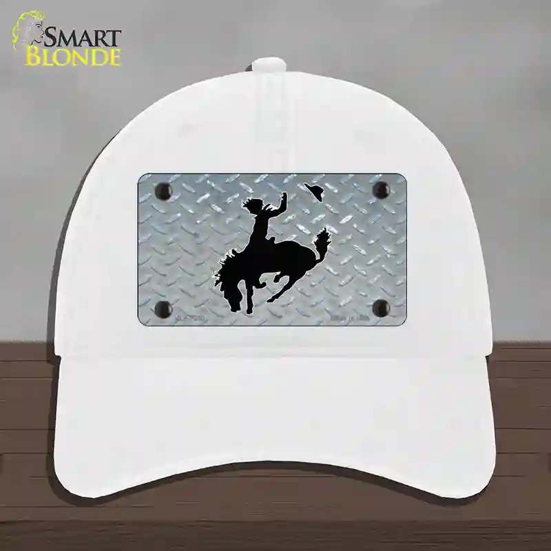 HAT14-MLP-1230 Bucking Bronco Novelty License Plate Hat, Unconstructed Cotton - White