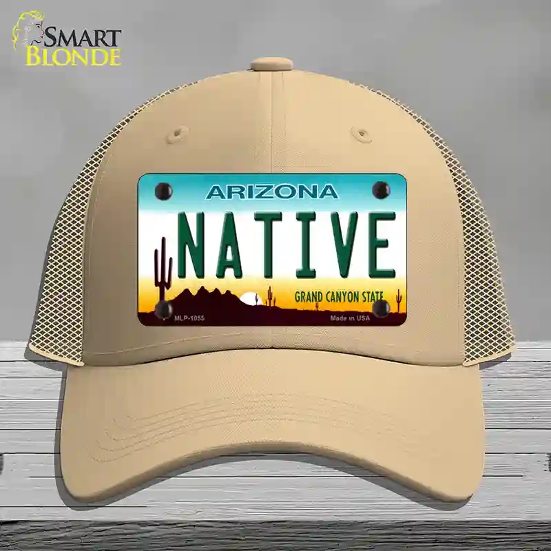 HAT15-MLP-1055 Native Arizona Novelty License Plate Hat, Mesh - Khaki