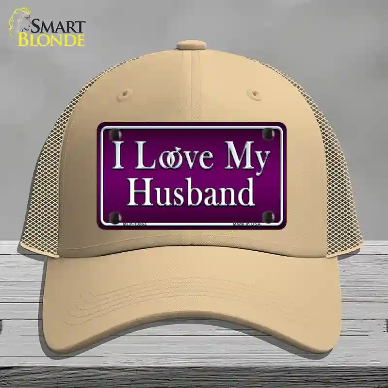 HAT15-MLP-10563 I Love My Husband Novelty License Plate Hat, Mesh - Khaki