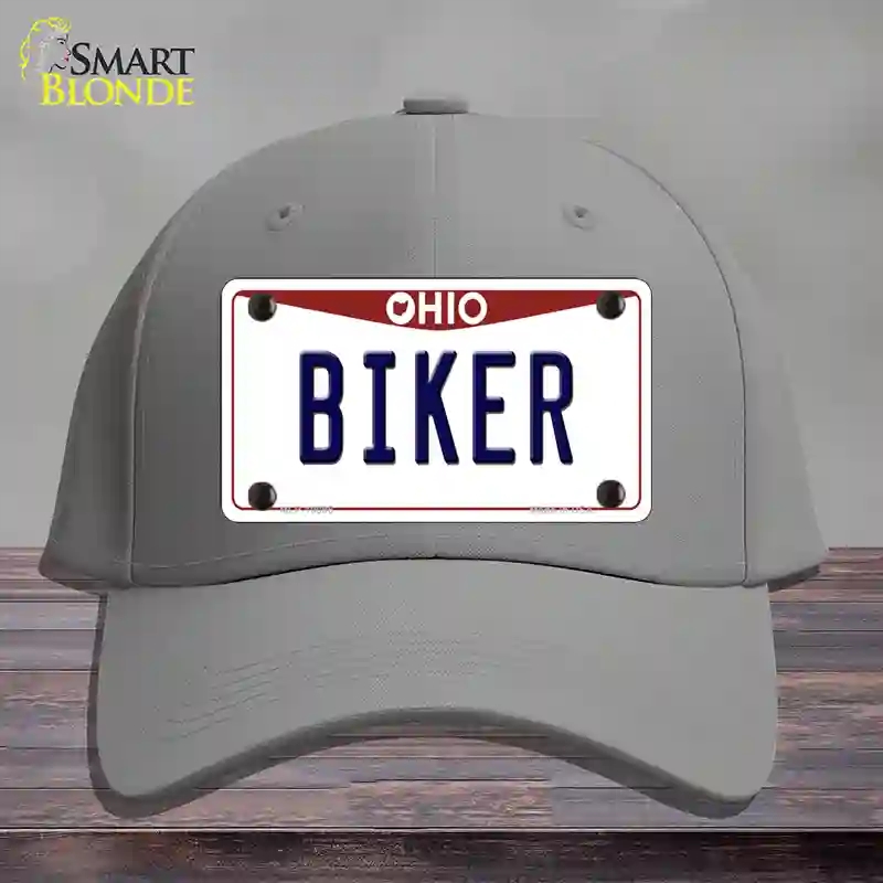 HAT23-MLP-10096 Biker Ohio Novelty License Plate Hat, Cotton - Gray