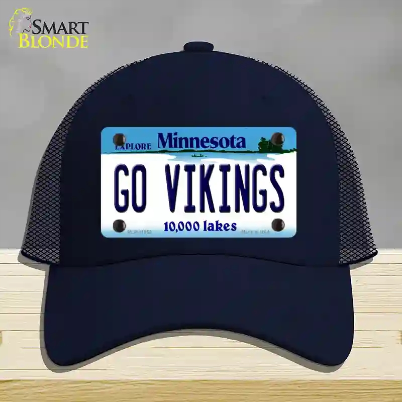 HAT16-MLP-11052 Go Vikings Minnesota Novelty License Plate Hat, Mesh - Navy