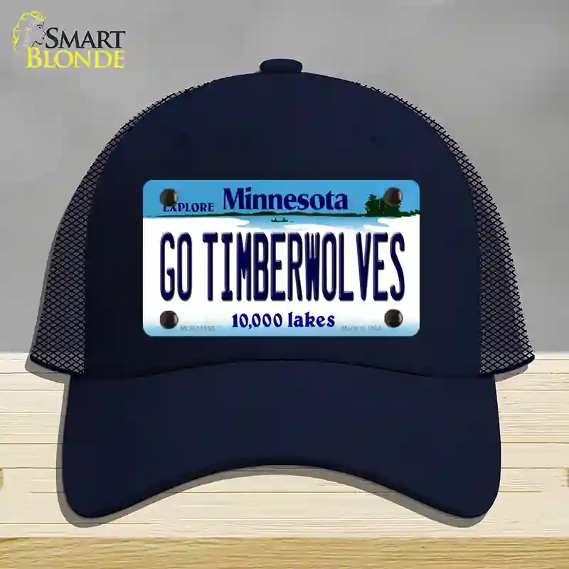 HAT16-MLP-11055 Go Timberwolves Minnesota State Novelty License Plate Hat, Mesh - Navy