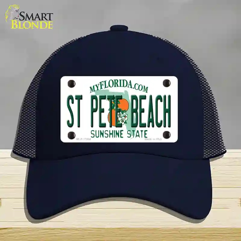 HAT16-MLP-11084 St Pete Beach Florida Novelty License Plate Hat, Mesh - Navy