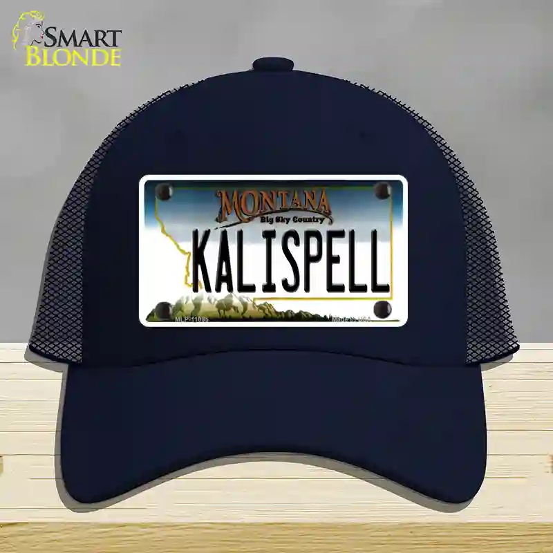 HAT16-MLP-11095 Kalispell Montana State Novelty License Plate Hat, Mesh - Navy