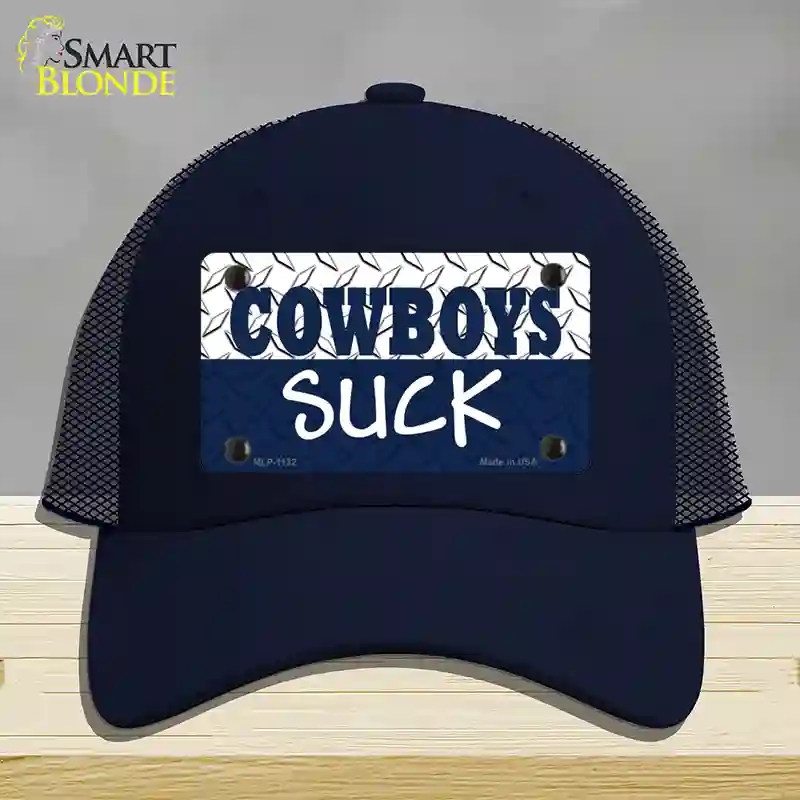 HAT16-MLP-1132 Cowboys Suck Novelty License Plate Hat, Mesh - Navy