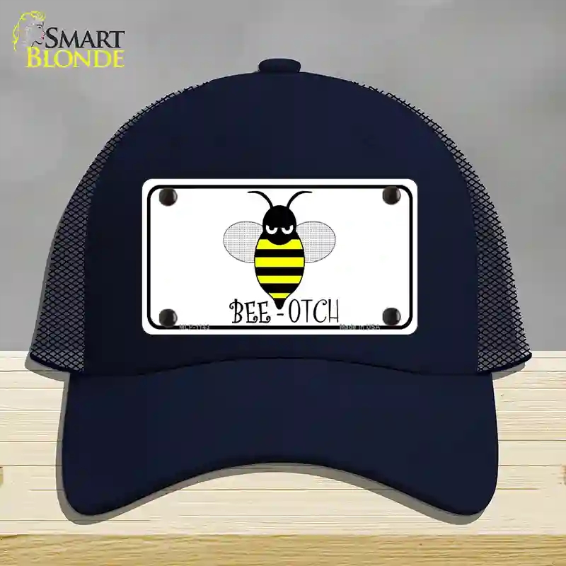 HAT16-MLP-1143 Bee-otch Novelty License Plate Hat, Mesh - Navy