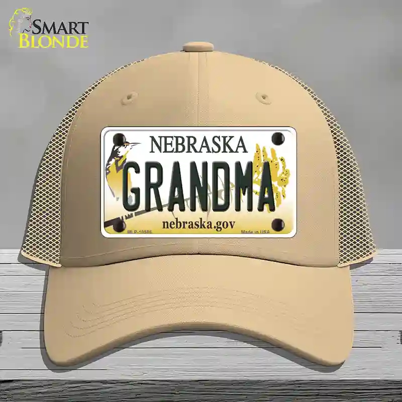 HAT15-MLP-10586 Grandma Nebraska Novelty License Plate Hat, Mesh - Khaki