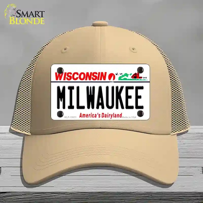 HAT15-MLP-10611 Milwaukee Wisconsin Novelty License Plate Hat, Mesh - Khaki