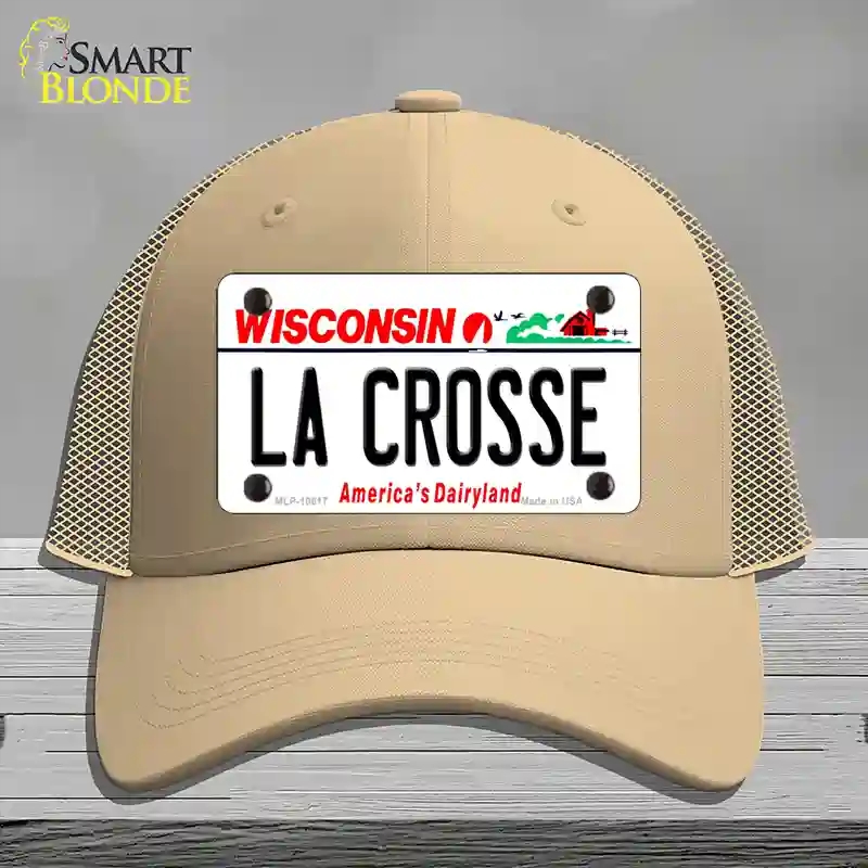HAT15-MLP-10617 La Crosse Wisconsin Novelty License Plate Hat, Mesh - Khaki
