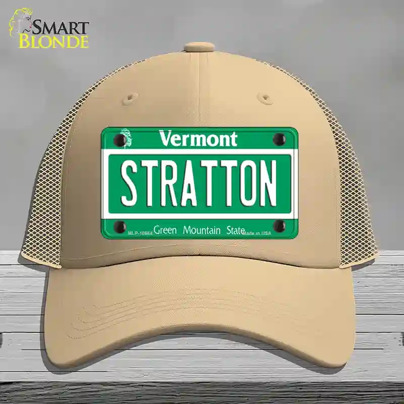 HAT15-MLP-10664 Stratton Vermont Novelty License Plate Hat, Mesh - Khaki