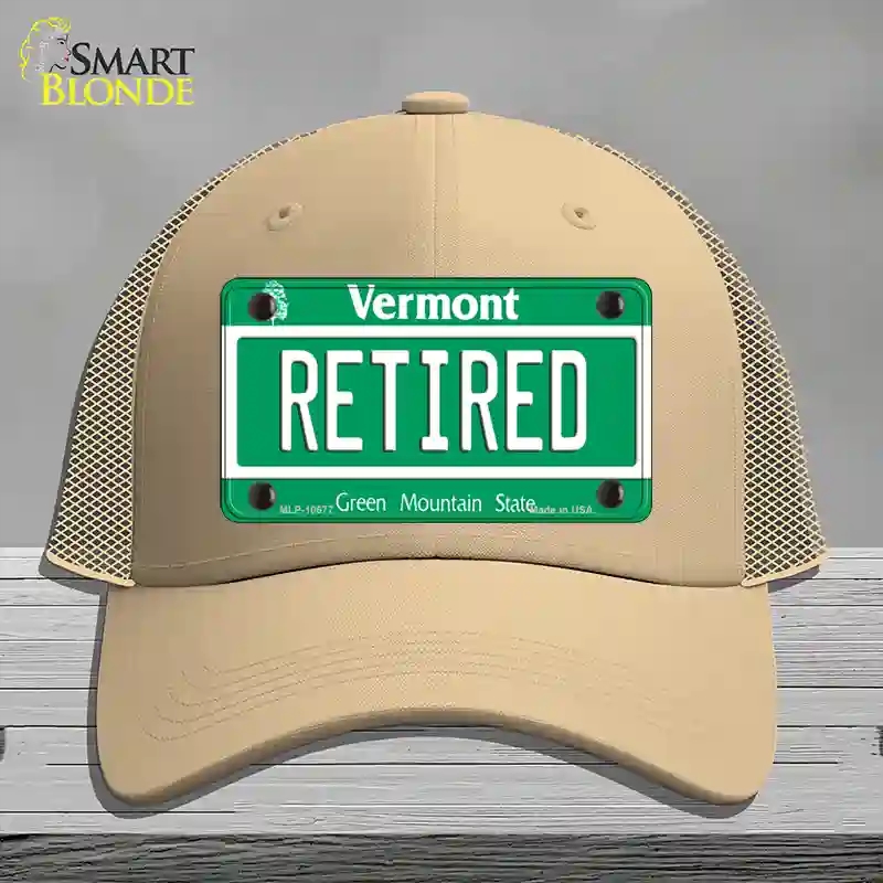 HAT15-MLP-10677 Retired Vermont Novelty License Plate Hat, Mesh - Khaki