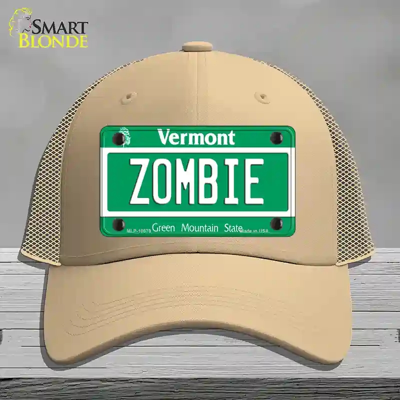 HAT15-MLP-10679 Zombie Vermont Novelty License Plate Hat, Mesh - Khaki