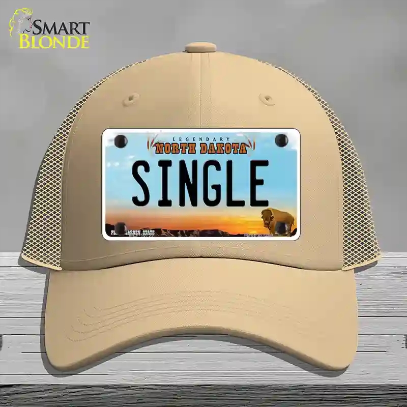 HAT15-MLP-10739 Single North Dakota Novelty License Plate Hat, Mesh - Khaki