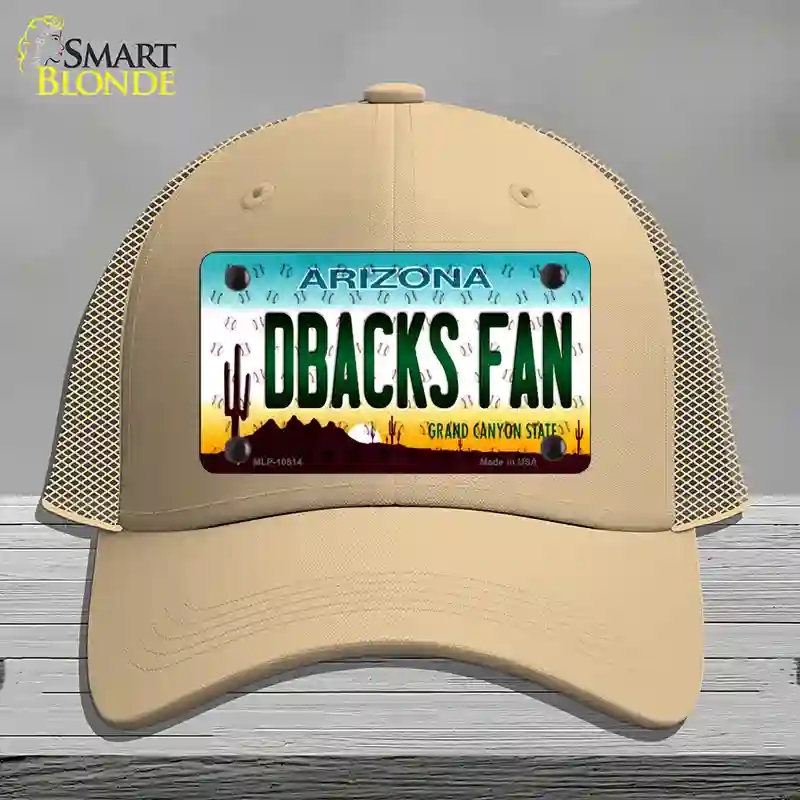 HAT15-MLP-10814 Dbacks Fan Arizona Novelty License Plate Hat, Mesh - Khaki
