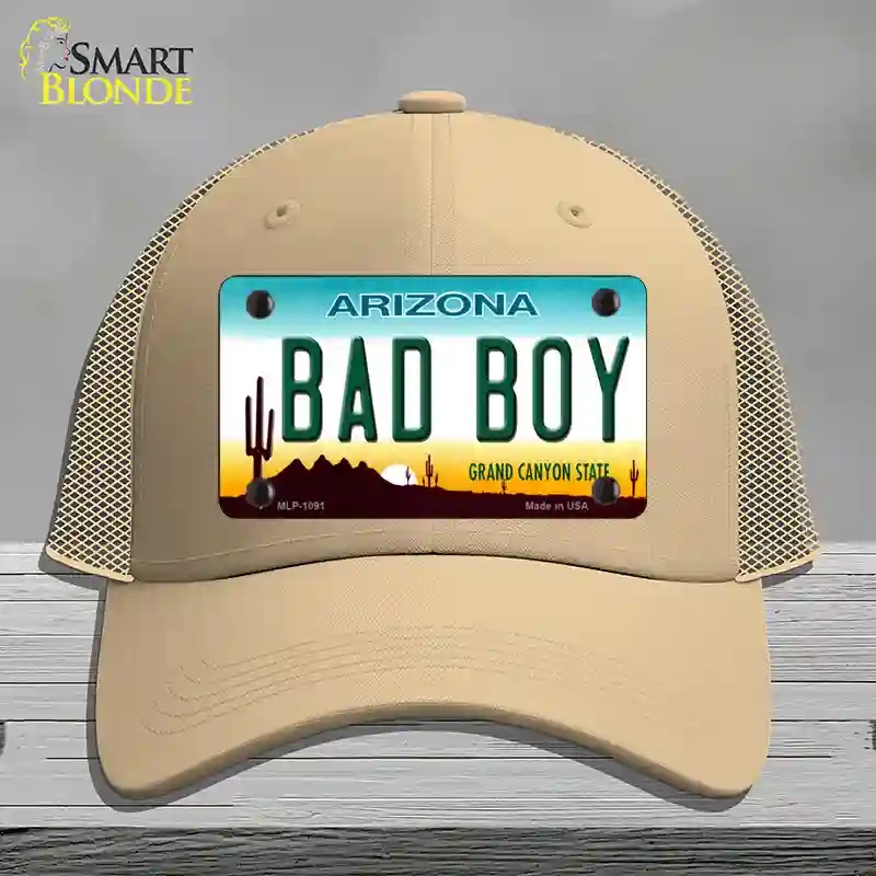 HAT15-MLP-1091 Arizona Bad Boy Novelty License Plate Hat, Mesh - Khaki