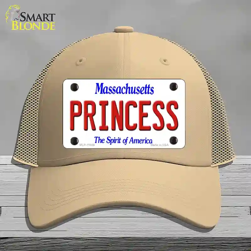 HAT15-MLP-11009 Princess Massachusetts Novelty License Plate Hat, Mesh - Khaki