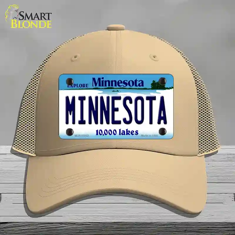 HAT15-MLP-11032 Minnesota State Novelty License Plate Hat, Mesh - Khaki