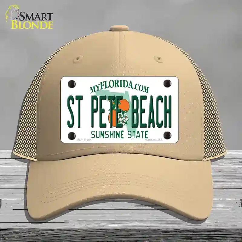 HAT15-MLP-11084 St Pete Beach Florida Novelty License Plate Hat, Mesh - Khaki