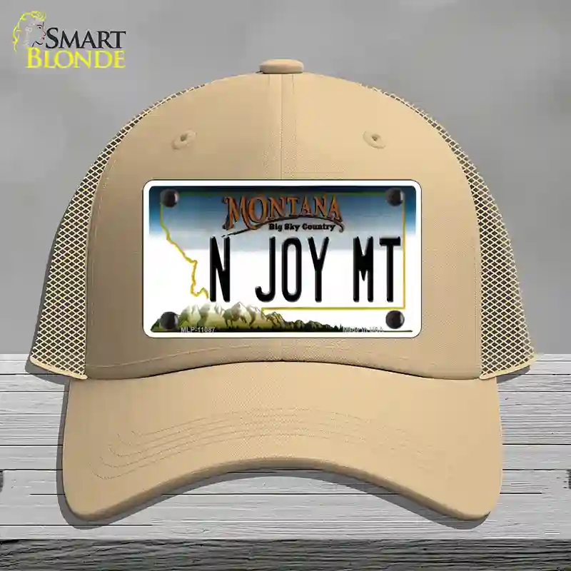 HAT15-MLP-11087 N Joy MT Montana State Novelty License Plate Hat, Mesh - Khaki