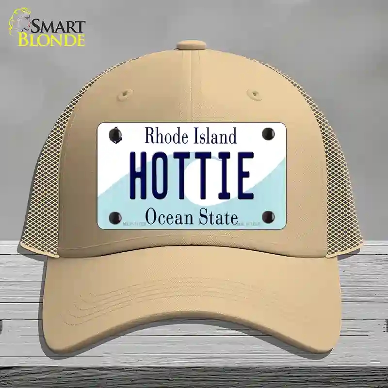 HAT15-MLP-11198 Hottie Rhode Island State Novelty License Plate Hat, Mesh - Khaki