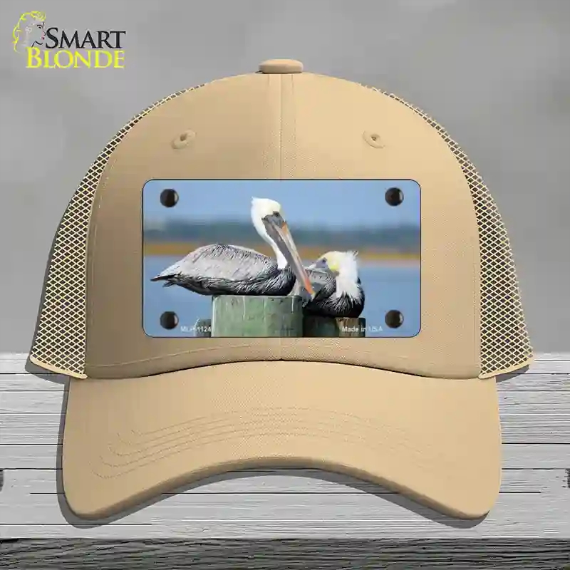 HAT15-MLP-11240 Pelican Two on Pier Novelty License Plate Hat, Mesh - Khaki