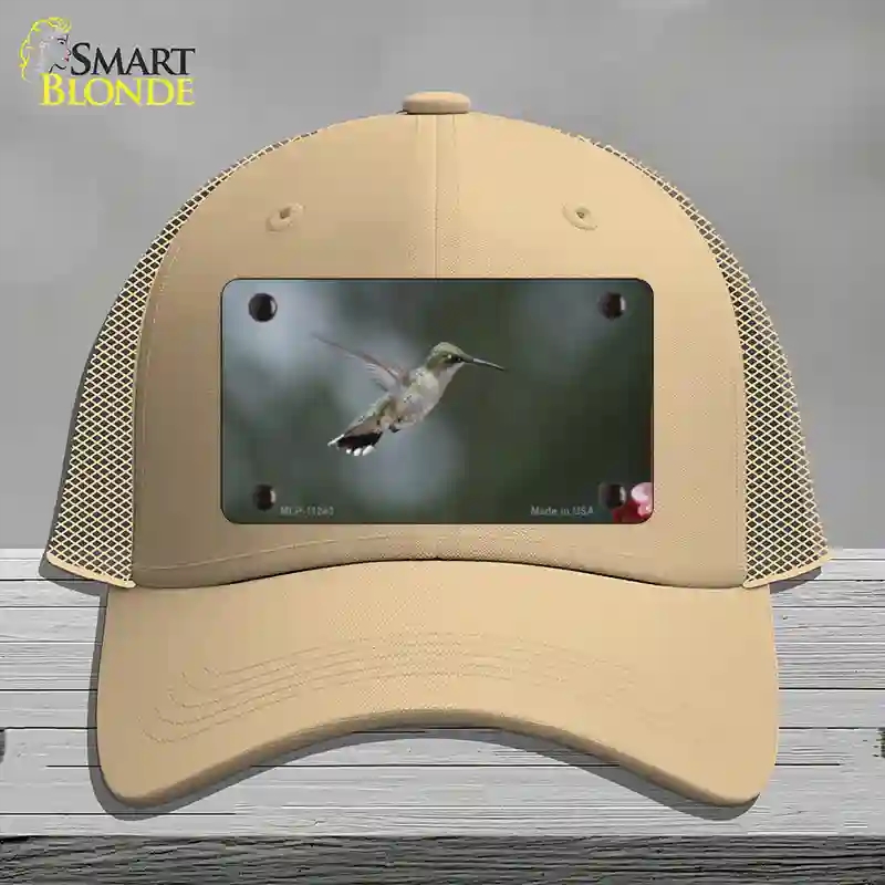 HAT15-MLP-11243 Hummingbird in Flight Novelty License Plate Hat, Mesh - Khaki