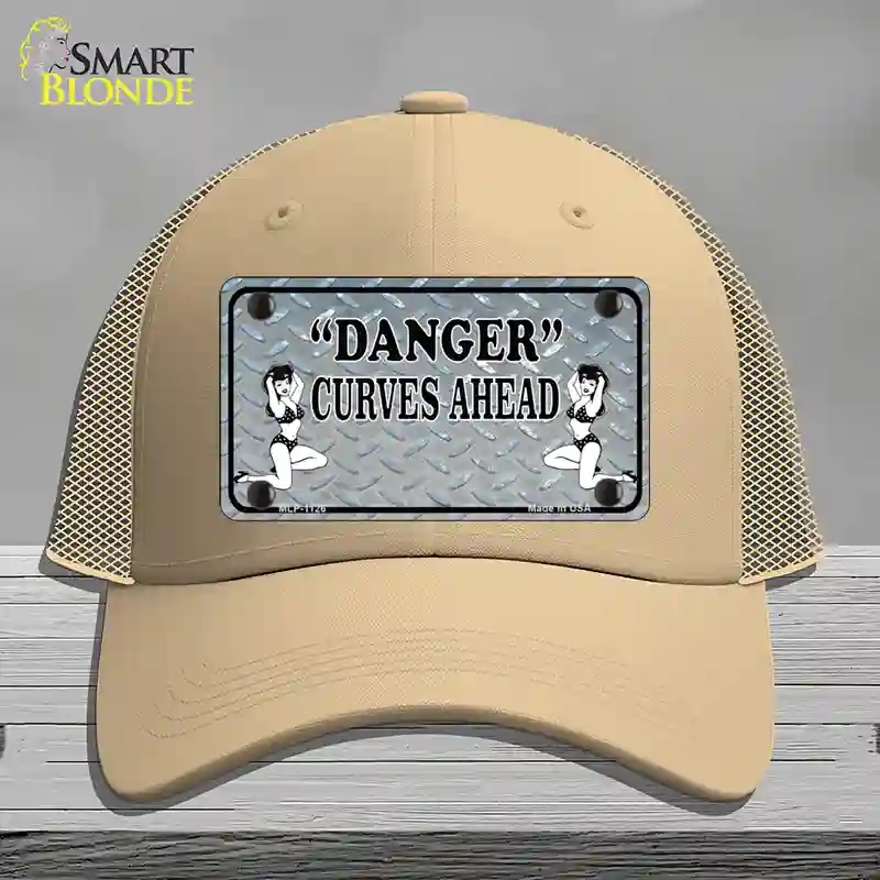 HAT15-MLP-1126 Danger Curves Ahead Novelty License Plate Hat, Mesh - Khaki