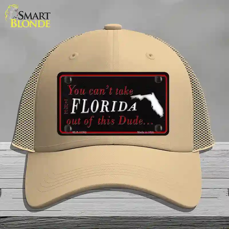 HAT15-MLP-11263 Florida Dude Novelty License Plate Hat, Mesh - Khaki