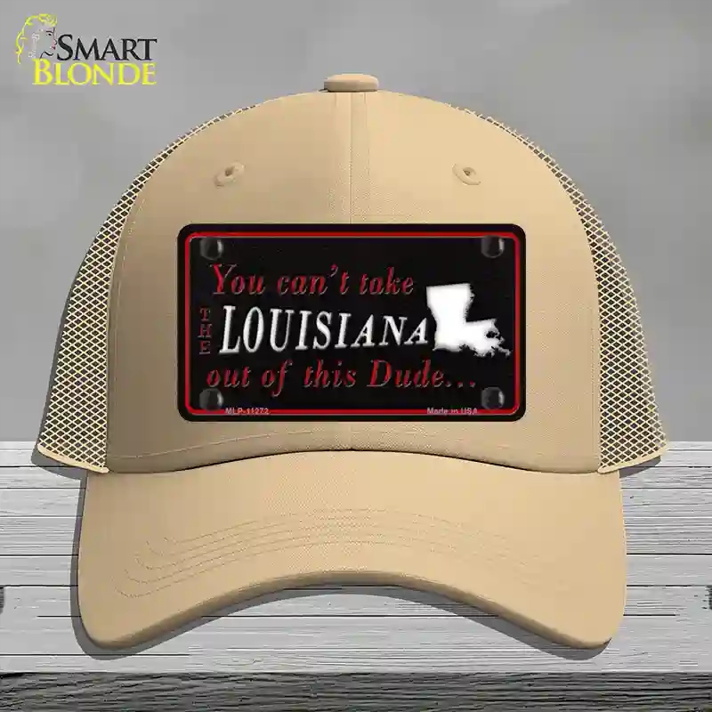 HAT15-MLP-11272 Louisiana Dude Novelty License Plate Hat, Mesh - Khaki