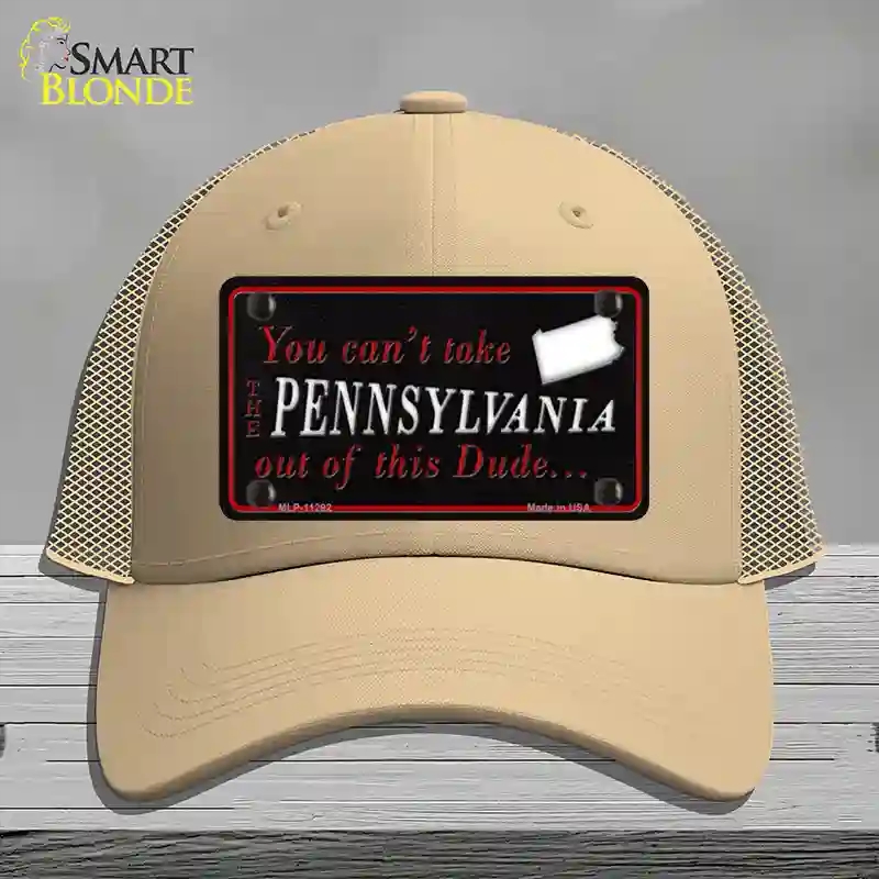 HAT15-MLP-11292 Pennsylvania Dude Novelty License Plate Hat, Mesh - Khaki