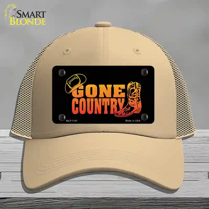 HAT15-MLP-1141 Gone Country Novelty License Plate Hat, Mesh - Khaki