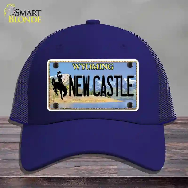 HAT18-MLP-10525   Castle Wyoming Novelty License Plate Hat, Mesh - Royal Blue
