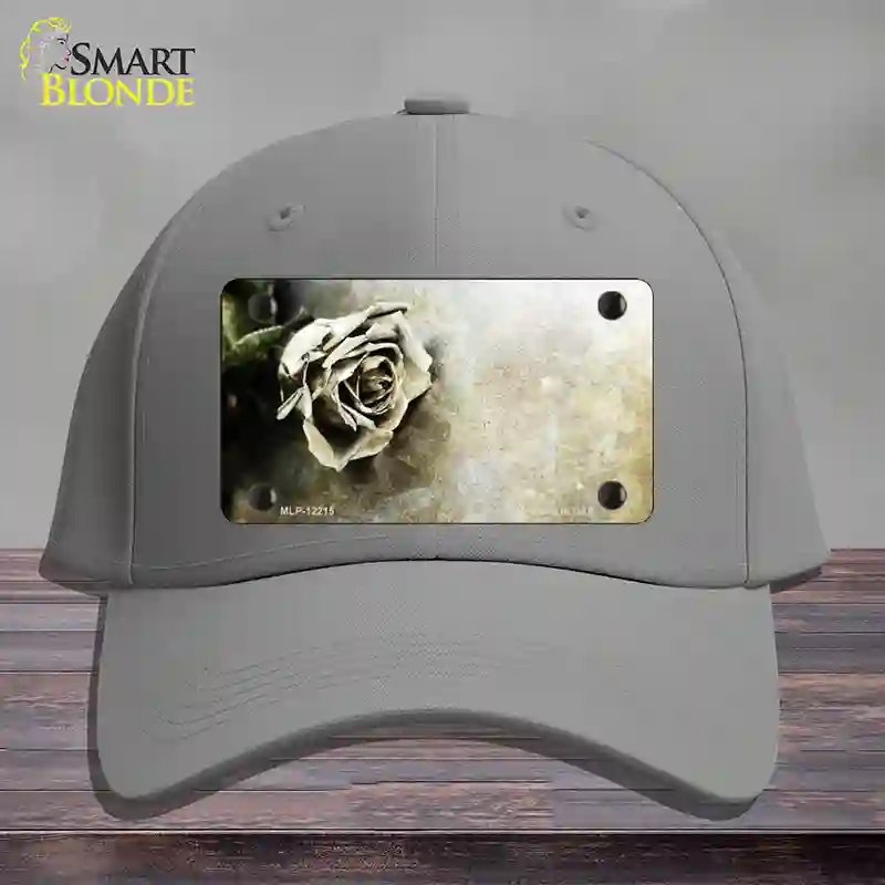 HAT23-MLP-12215 Black & White Rose Novelty License Plate Hat, Cotton - Gray