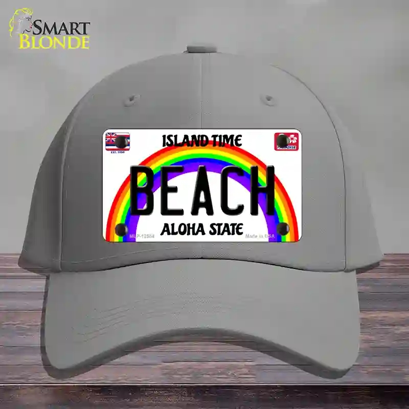 HAT23-MLP-12554 Beach Hawaii Novelty License Plate Hat, Cotton - Gray