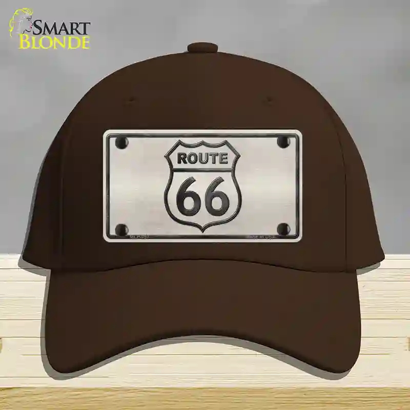 HAT24-MLP-097 Route 66 Shield White Novelty License Plate Hat, Cotton - Dark Brown