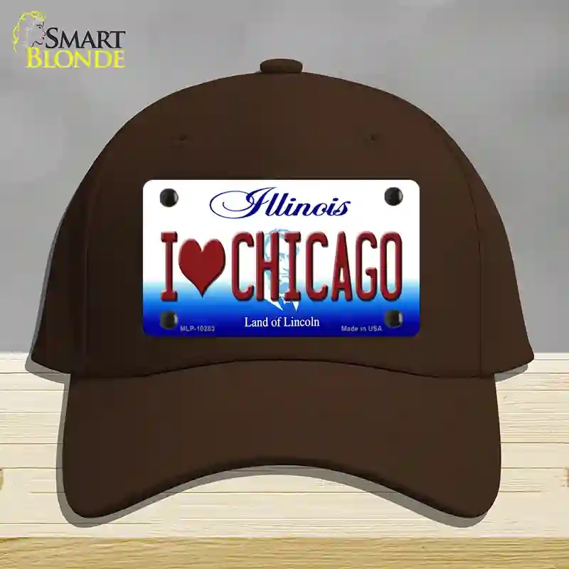 HAT24-MLP-10283 I Love Chicago Illinois Novelty License Plate Hat, Cotton - Dark Brown