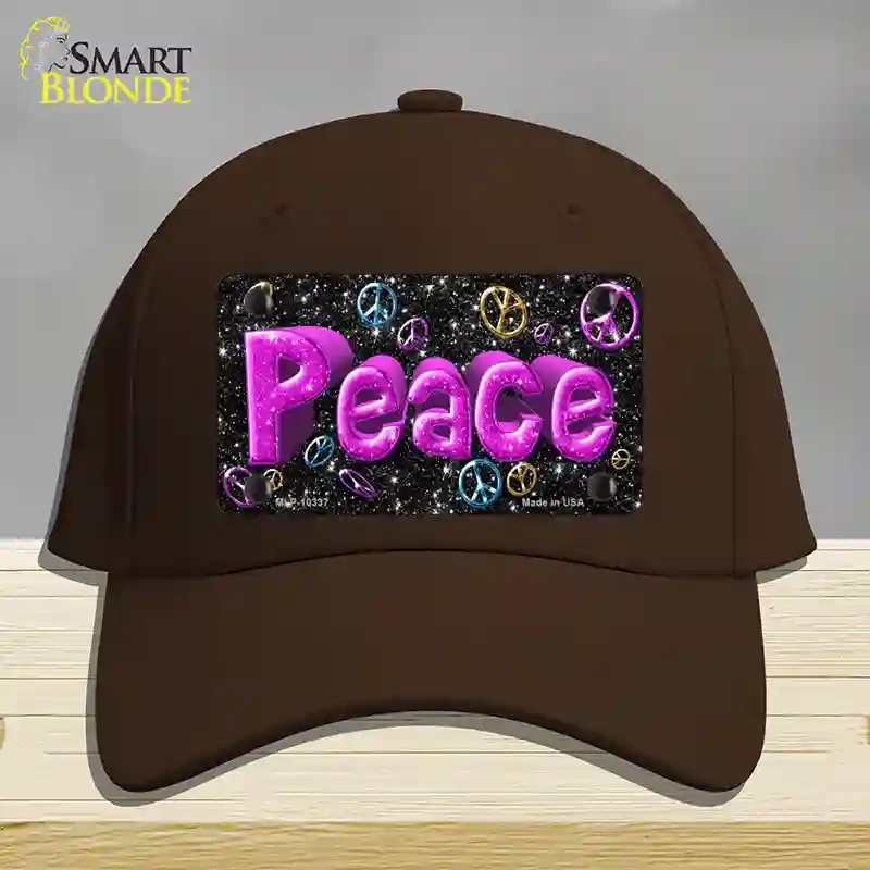 HAT24-MLP-10337 Peace Novelty License Plate Hat, Cotton - Dark Brown