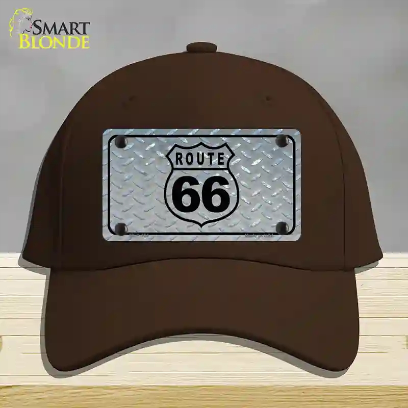 HAT24-MLP-104 Route 66 Shield Diamond Novelty License Plate Hat, Cotton - Dark Brown