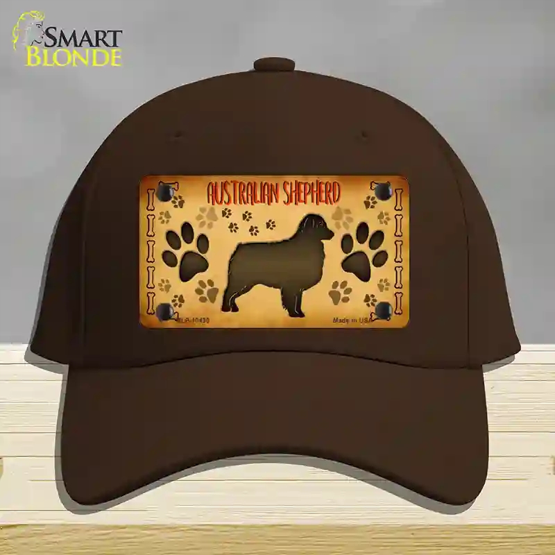 HAT24-MLP-10430 Australian Shepherd Novelty License Plate Hat, Cotton - Dark Brown