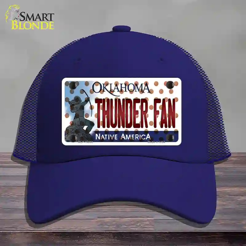 HAT18-MLP-10868 Thunder Fan Oklahoma Novelty License Plate Hat, Mesh - Royal Blue