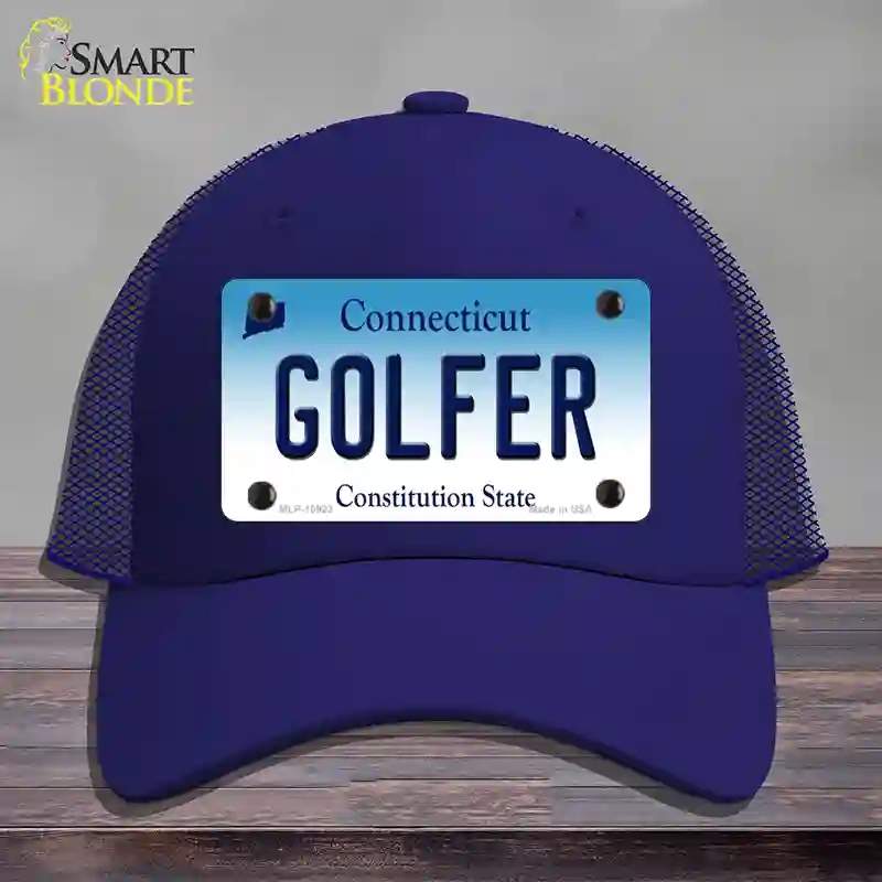 HAT18-MLP-10923 Golfer Connecticut Novelty License Plate Hat, Mesh - Royal Blue