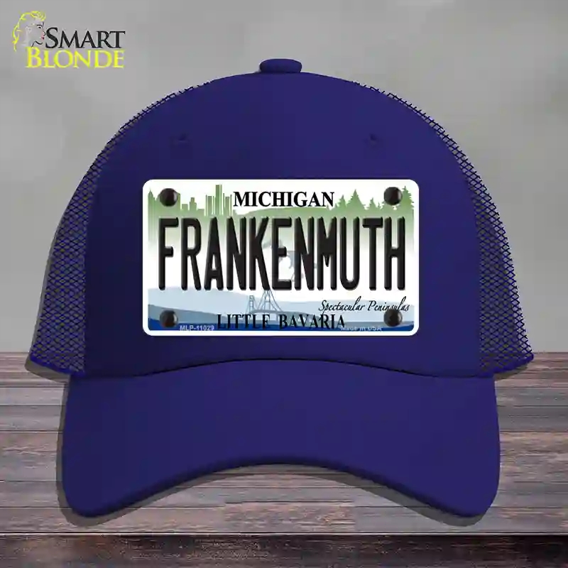 HAT18-MLP-11029 Frankenmuth Michigan Novelty License Plate Hat, Mesh - Royal Blue