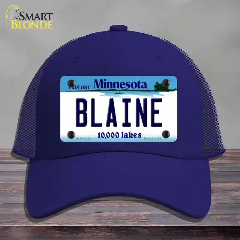 HAT18-MLP-11048 Blaine Minnesota State Novelty License Plate Hat, Mesh - Royal Blue