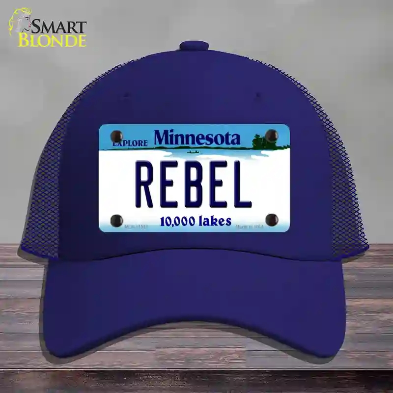 HAT18-MLP-11081 Rebel Minnesota State Novelty License Plate Hat, Mesh - Royal Blue